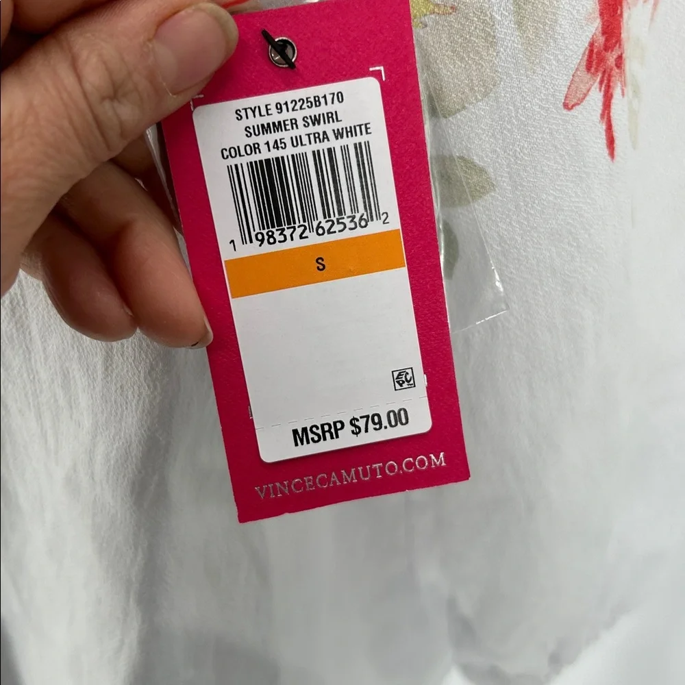 Vince Camuto Summer Swirl Floral Blouse Ultra White Size S Women Boho Peasant - Picture 4 of 11